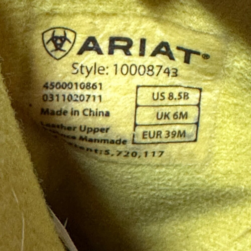 Ariat Womens Leather Western Boots US 8.5B Brown Embroidered Design Pull-On Work - Picture 6 of 11